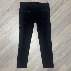 Flying Monkey Platinum Black Distressed Straight Leg Denim Jeans.  Sz 30